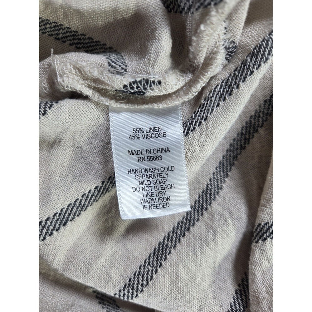 Tahari XL Linen Blend Striped Shift Dress Asymmetrical Hem Coastal Minimalist - Picture 5 of 8